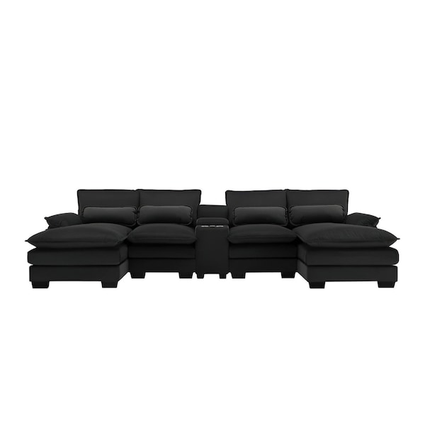Homeroots 55" Black Fabric Modular USB Sleeper Sofa 568305 - main