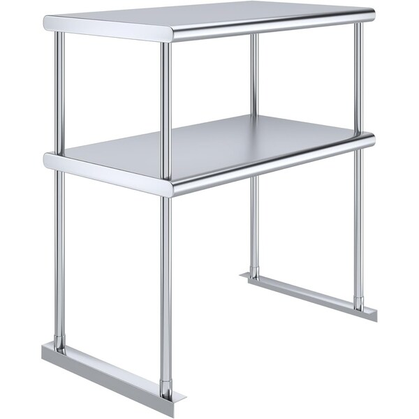 Amgood 30 in. Double Tier Overshelf, 30 in. x 18 in. x 32 in. Stainless Steel Table Mount Shelf, 2 Tier AMG DOS-1830-Z - main
