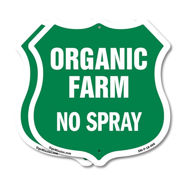 Signmission No Spray Shield Sign Organic Farm, 18 inch X 18 inch, Plastic Sign, 2PK SHI-P-2PACK-18-406 - main