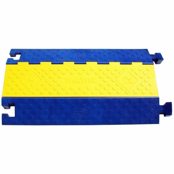 Hubbell Wiring Device-Kellems Cable Protector, 3-1/8 in H, 3 ft L, 20 in W, 3 Channel, Polyurethane, Blue, Yellow HBLTT3B - main