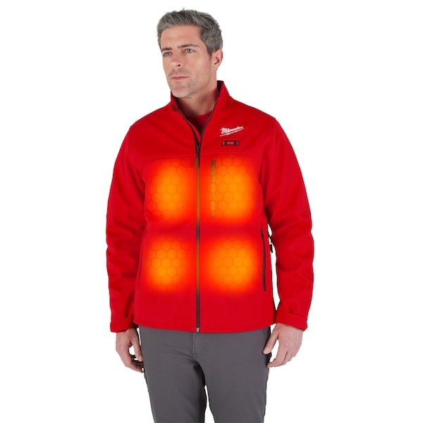 Milwaukee Tool M12 Heated TOUGHSHELL Men's Jacket, Red, Heats 3 to 12 Hours, 3 Outside Pockets, XL M100R-21XL - main