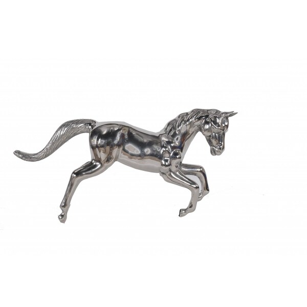 Homeroots 19" Nickel Metal Horse Figurine Tabletop Sculpture 364226 - main