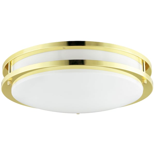 Sunlite 16in. Polished Brass Fluorescent 2700K Double Band Trim Flush Mount Fixture Two Bulbs Included 45581-SU - main