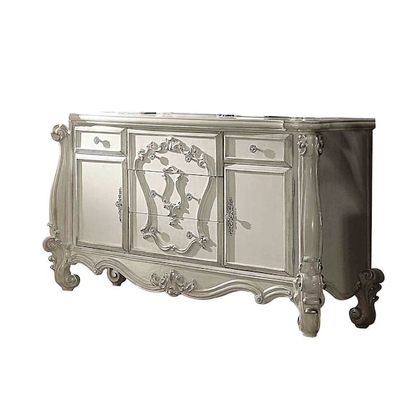 Homeroots 70" Bone White Solid Wood Six Drawer Combo Dresser 374225 - main