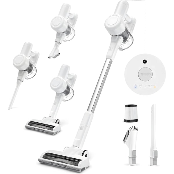 Simple Deluxe Cordless Vacuum Cleaner, Stick Vac with LED, 45 Mins Powerful Suction Electric Rechargeable, Handhe 3A88HKVACUSTICK24KPAWHT - main
