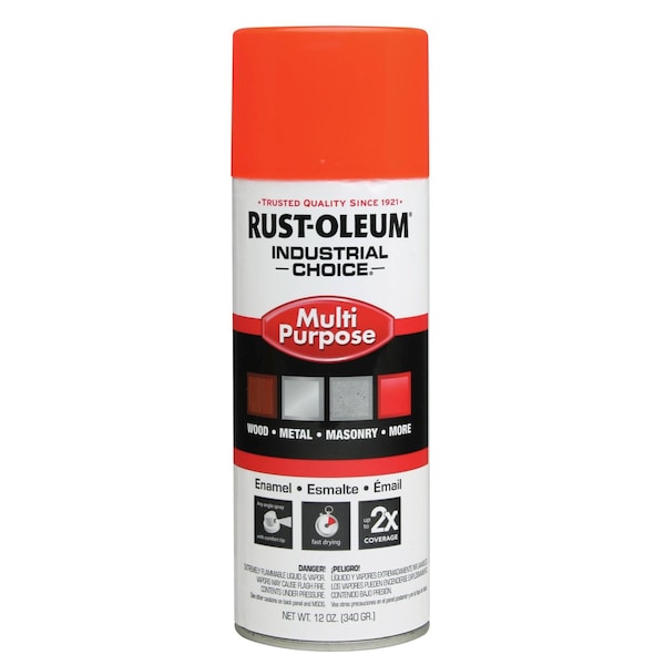 Rust-Oleum Spray Paint, Orange, Gloss, Solvent, 12 oz 1654830 - main