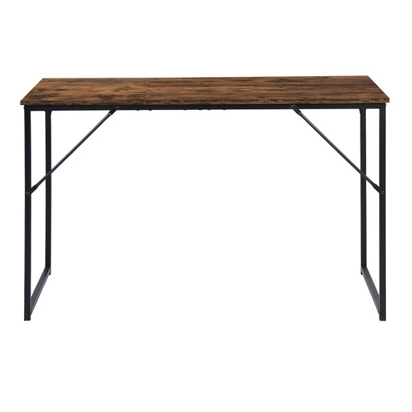 Homeroots 32" Brown and Black Wood and Metal H-Shape Computer Desk 568039 - main
