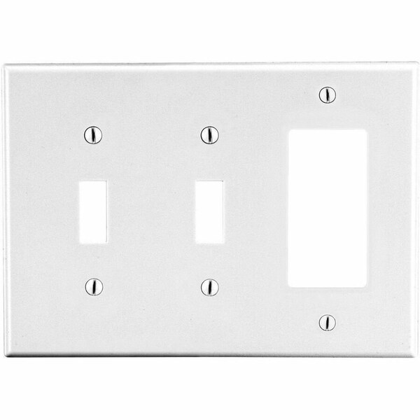 Hubbell Wiring Device-Kellems Toggle Switch/Rocker Wall Plate, Number of Gangs: 3 Plastic, Satin Finish, White PJ226W - main