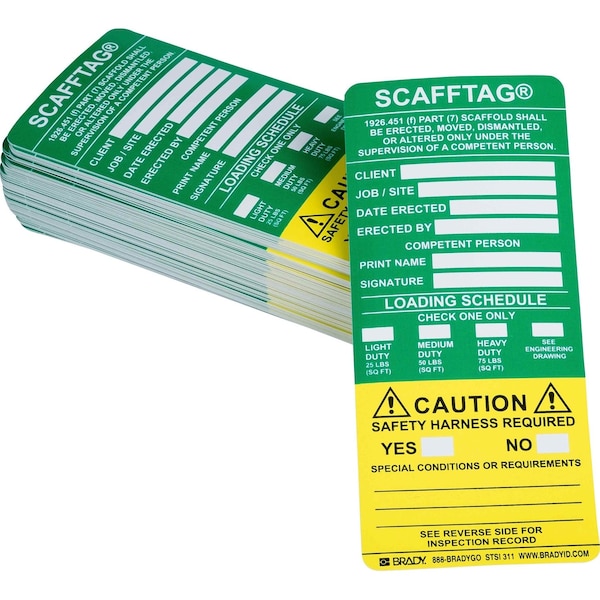 Brady SCAFFTAG Inserts: SCAFFTAG: 1926.451(F) PART (7) SCAFFOLD SHALL BE ERECTED, MOVED, DIS…, 100PK SCAF-STSI 311 - main