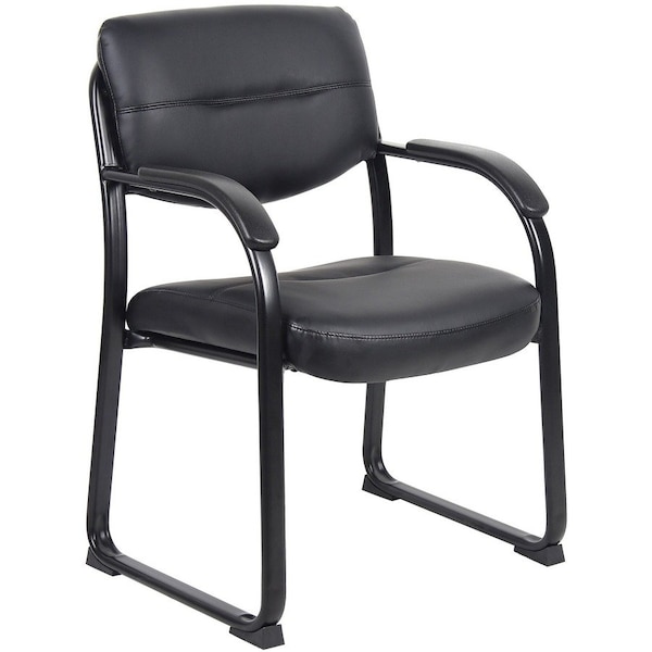 Boss Side Chair, Black Back, 23 in W 24-1/2" L 34-1/2" H, Fixed, Leather Seat B9519 - main