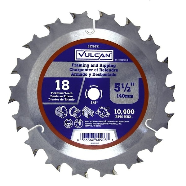 Vulcan Circular Saw Blade, 5-1/2 in Dia, 3/8 in Arbor 409031OR - main