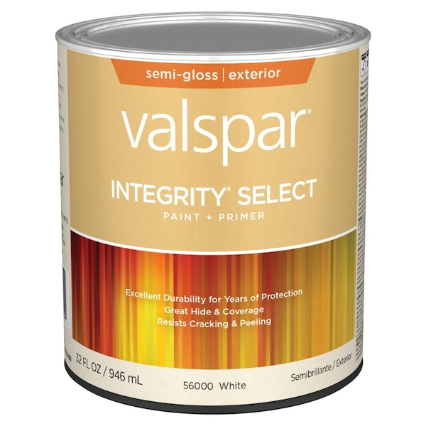 Valspar Integrity Select Semi-Gloss Paint & Primer Exterior Paint Wht 1 Qt. 028.0056000.005 - main