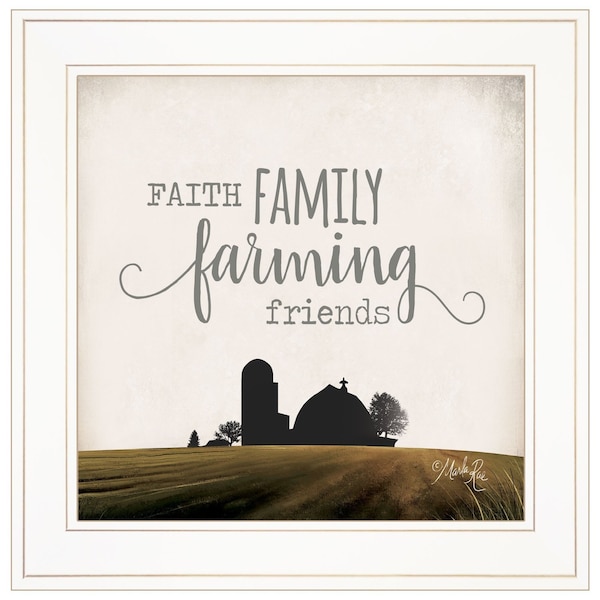 Homeroots Faith Family Farming Friends 1 White Framed Print Wall Art 405342 - main