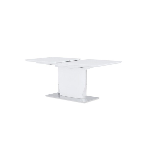 Homeroots 63" White Solid Wood Butterfly Leaf Pedestal Base Dining Table 383829 - main
