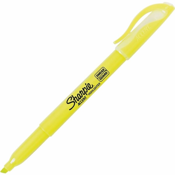 Sanford Sharpie, POCKET STYLE HIGHLIGHTERS, CHISEL TIP, FLUORESCENT YELLOW, DOZEN 27025 - main