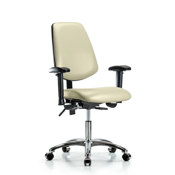 Blue Ridge Ergonomics Desk Chair Desk Chair, Vinyl, Med, Bk, Chrm, AA, Cast, Wht, Adjustable Arms, 18" to 23" Height, Vinyl BR-VDHCH-MB-CR-T0-A1-CC-8501 - main