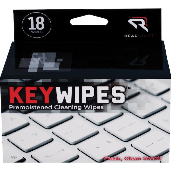 Read Right/Advantus Corporation Read Right KeyWipes Keyboard & Hand Cleaner Wet Wipes, 18/Box - REARR1233 RR1233 - main