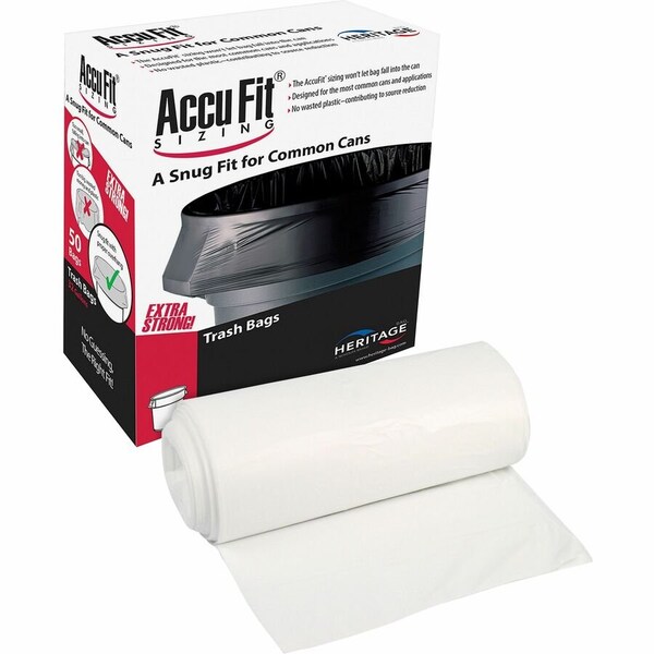 Accufit 44 gal Trash Bags, 37 in x 50 in, Premium, 0.9 mil, Clear, 50 PK H7450TC RC1 - main