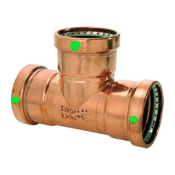 Viega ProPress tee P1 3 P2 2 P3 2 copper 20732 - main