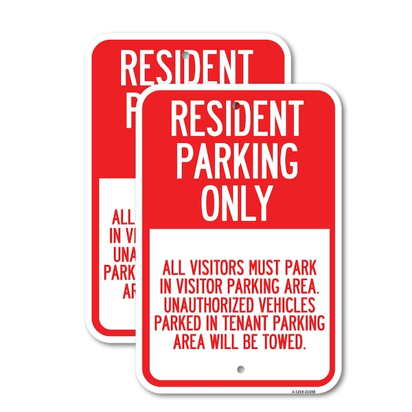 Signmission Parking Sign Resident Parking Only, 18'' X 24'' 2 Signs, Heavy Gauge Aluminum, 2PK A-1824-2PACK-23358 - main
