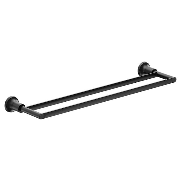 Moen Zyla Series Double Towel Bar, 24 in L Rod, Zinc, Matte, Wall Y1622BL - main