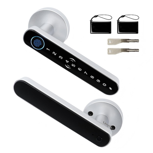 Wrightmaster 5-in-1 Aluminum Smart Handle Lock with App Control, Fingerprint, IC Card, Keypad, Key Unlock ZR-YS - main