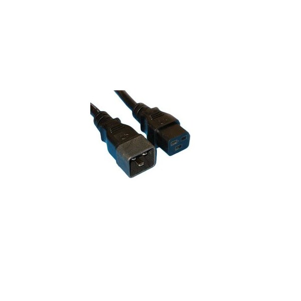 Cable Wholesale Heavy Duty Server Power Extension Cord, Black, C20 to C19, 12AWG/3C, 20 Amp, 1 foot 10W3-41201 - main