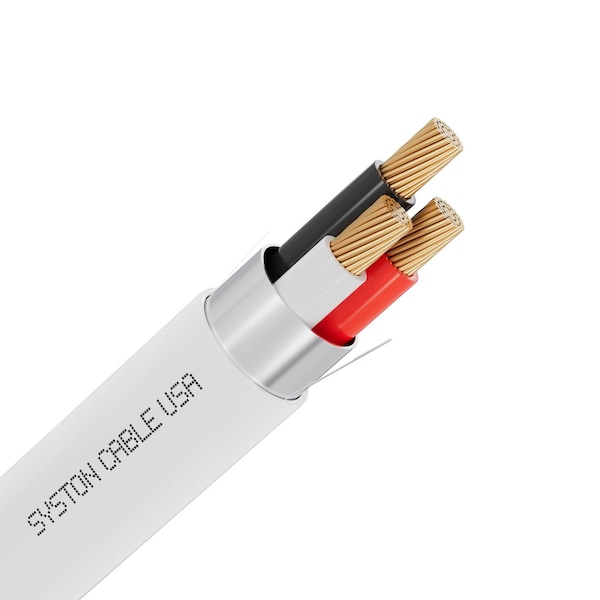 Syston Cable Technology 22/3 Alarm Control Cable Wire, 100% Stranded Copper, Plenum CMP Shielded, Low Voltage, ETL, 50 ft 5128-50WH - main