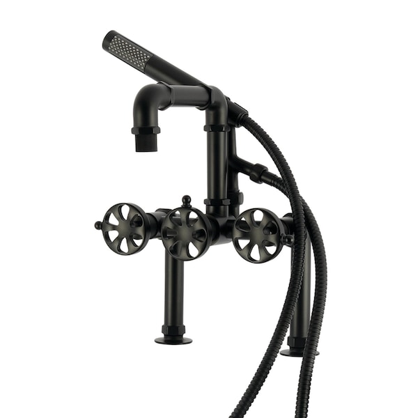 Kingston Brass 7" Center Deck-Mount Clawfoot Tub Faucet with Hand Shower, Matte Black AE6400RX - main