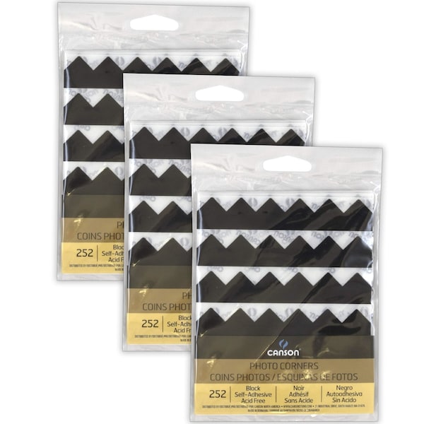 Canson Self Adhesive Photo Corners, Black, 756PK C100510395 - main