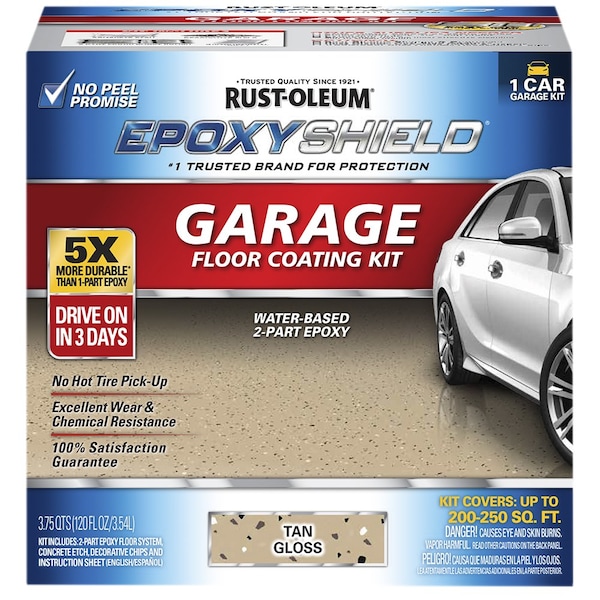 Epoxyshield Gal Tan Water-Based Garage Floor Coating Kit 251966 - main
