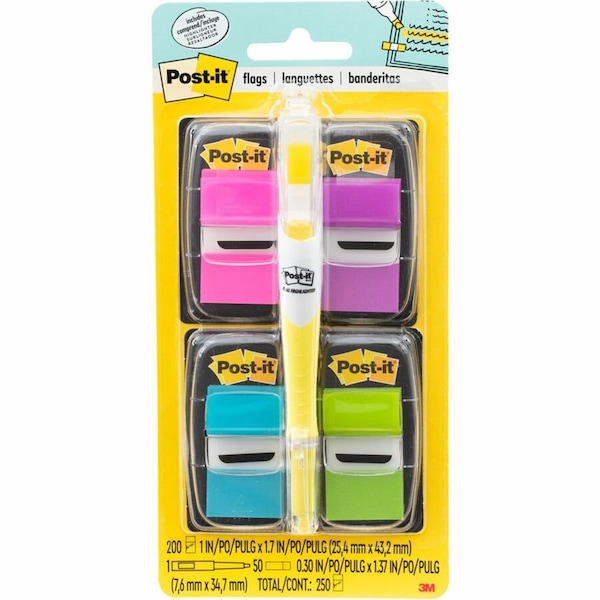 Post-It Flags 680PPBGVA, 1"x1.7", Asso, PK12 680-PPBGVA - main