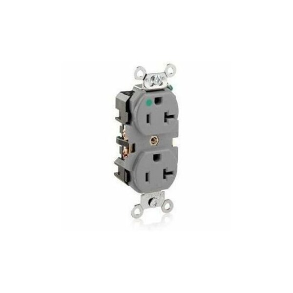 Leviton Extra Heavy Duty Hospital Grade Duplex Receptacle, 20 Amp, 125 Volt 8300-GY - main