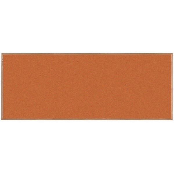 Aarco VIC Cork Bulletin Board, Red Oak Frame, Clear Lacquer Finish, Tangerine Zest 48''Hx120''W OW48120211 - main