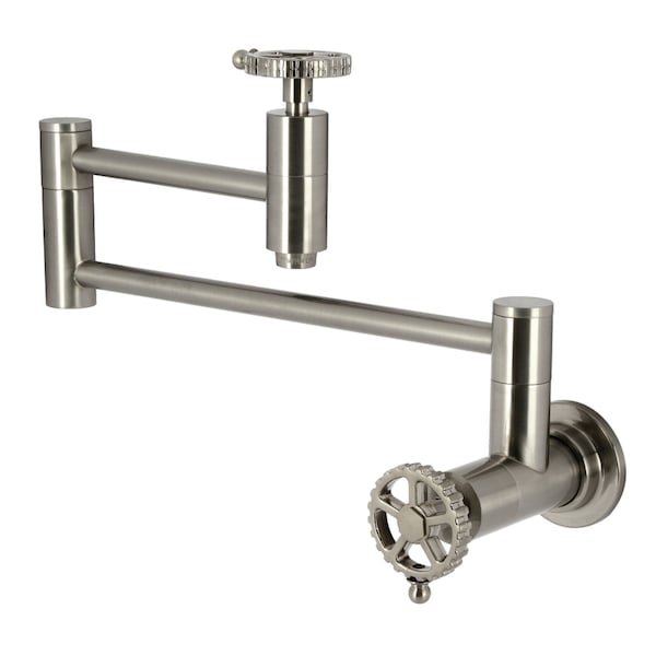 Kingston Brass Wall Mount Pot Filler Faucet, Brushed Nickel KS8108CG - main