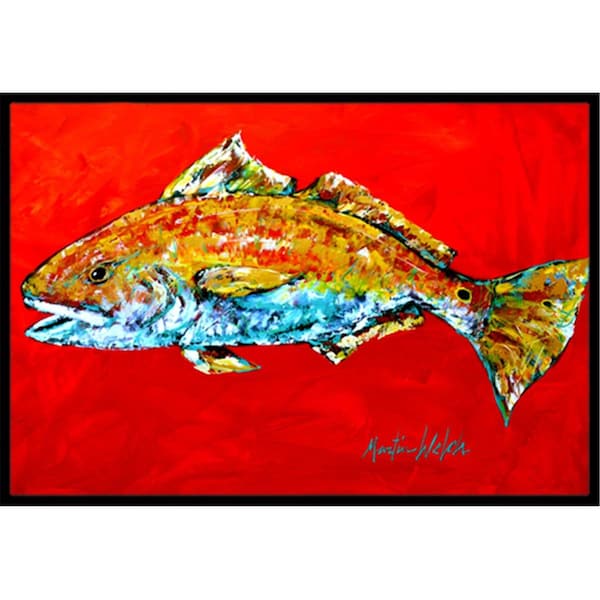 Carolines Treasures MW1111JMAT 24 x 36 in. Fish - Red Fish Red Head Indoor Or Outdoor Doormat MW1111JMAT - main