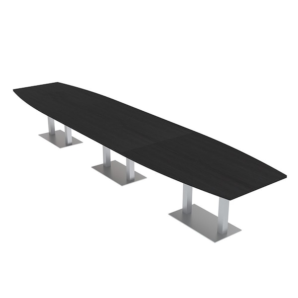 Skutchi Designs Boat Conference Table With Power Unit, 48 in W, 192 in L, Black HAR-BOT-48x192-DOU-U999ST19-NA - main