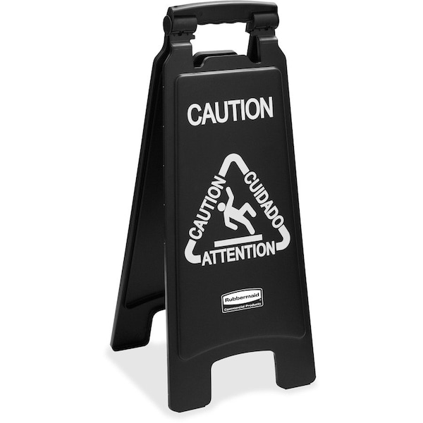 Rubbermaid Commercial Multi-Lingual Caution Sign, 26 in H, 11 in W, HDPE, Rectangle, English, French, Spanish, 1867505 1867505 - main
