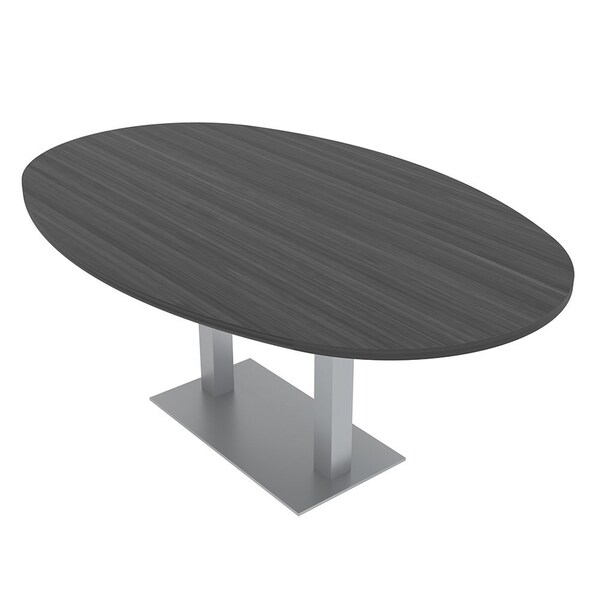 Skutchi Designs Boval Conference Table With Power Unit, 48 in W, 84 in L, Grey HAR-BOVL-48X84-DOU-WA7949-NA - main