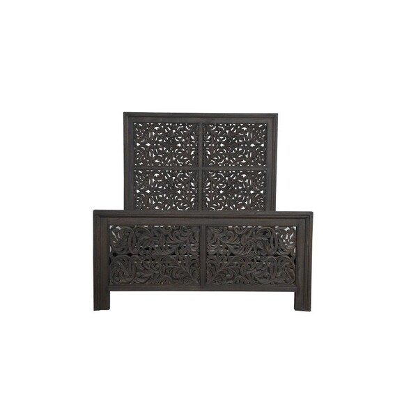 Homeroots Three Piece Black Solid Wood Bedroom Set 569571 - main