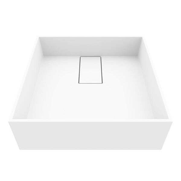 Vigo Bryant Modern White Matte Stone 15 in. L x 15 in. W x 5 in. H Square Vessel Bathroom Sink VG04021 - main