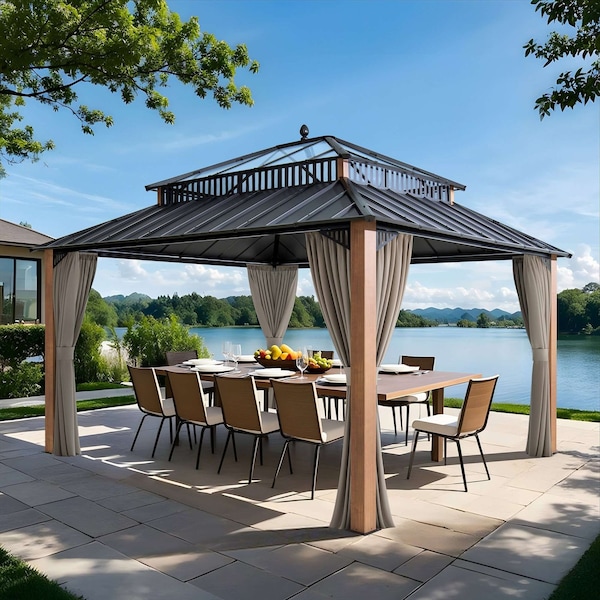 Sunjoy 14x12 Kingston PC Top Rectangular Gazebo A10204386000 - main