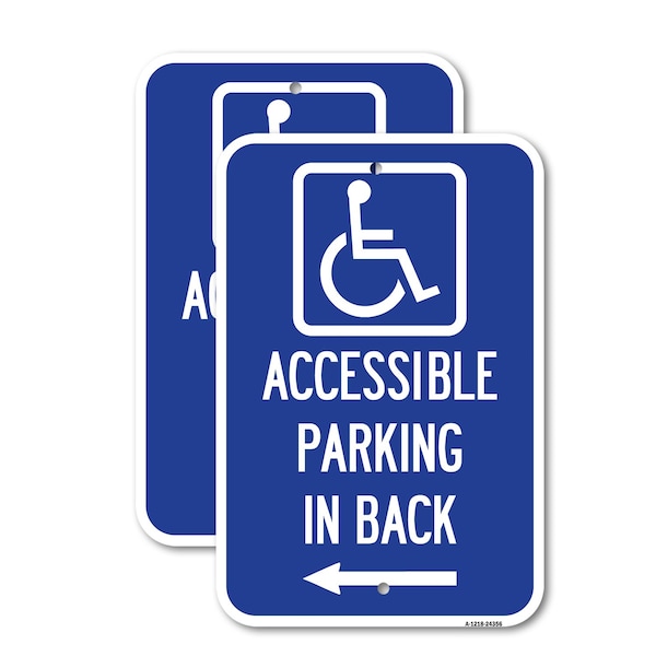 Signmission Accessible Parking on Left Arrow With Graphic, 12'' X 18'' 2 Signs, Heavy Gauge Aluminum, 2PK A-1218-2PACK-24356 - main