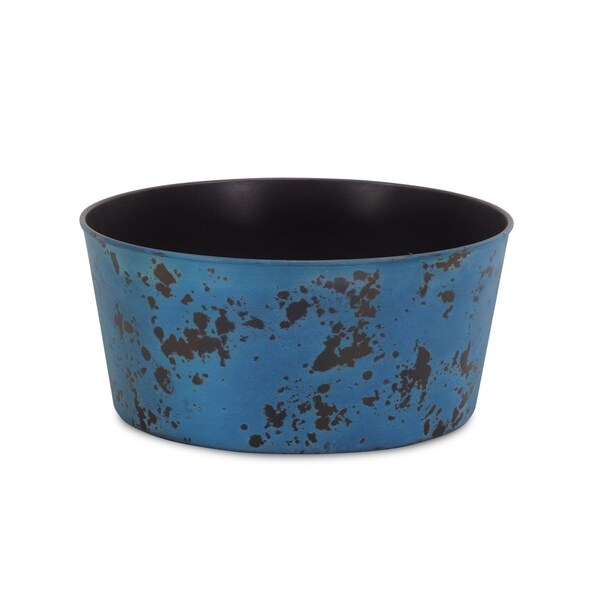 Homeroots 12in Blue Recycled Plastic Indoor Outdoor Round Pot Planter 488305 - main