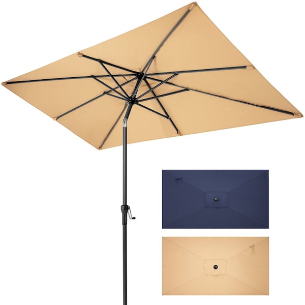 Homeroots 9ft Tan Polyester Rectangular Tilt Market Patio Umbrella 485615 - main