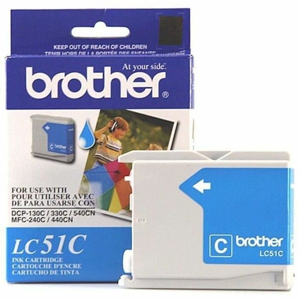 Brother LC51C Original Ink Cartridge - Inkjet - 400 Pages - Cyan - 1 Each LC51C - main