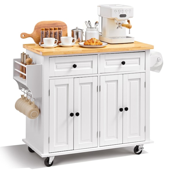 Vevor 35.4" Rolling Kitchen Island Cart with Storage Drawer & Rack SR191276 - main