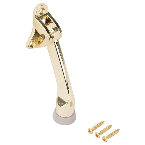 Prosource Door Holder, 5-3/8 in L, 1-5/8 in W, 2 in H, Attaches to Door Mounting, Rubber/Zinc, Brass CL-230BB-PS - main