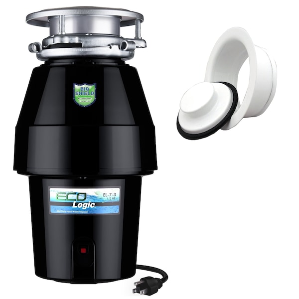 Eco Logic 1/2 HP Continuous Feed Garbage Disposal with White Sink Flange 10-US-EL-7-DS-3B-WH - main