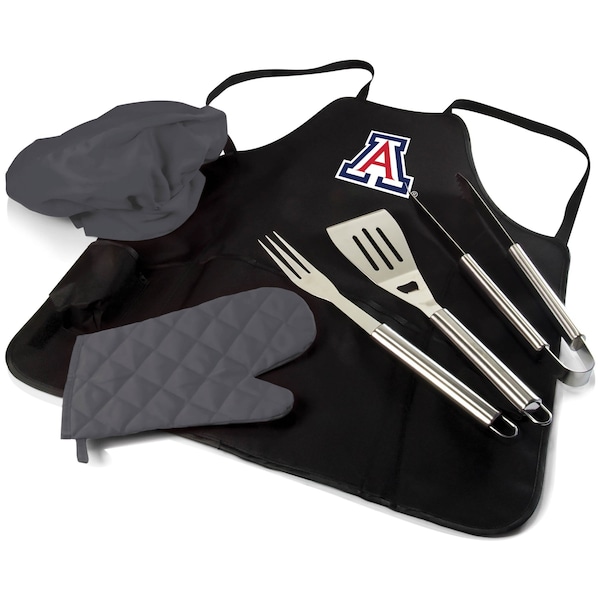 Picnic Time Family Of Brands NCAA Arizona Wildcats BBQ Apron Tote Pro Grill Set, Heavy Duty BBQ Apron For Men 635-88-179-014-0 - main